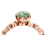 Rose gold Fancy Green Marquise  Solitaire Bezel-Set Diamond Ring with Beaded Band and Four-Prong Setting_36