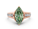 Rose gold Fancy Green Marquise  Solitaire Bezel-Set Diamond Ring with Channel-Set Band_36