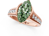 Rose gold Fancy Green Marquise  Solitaire Bezel-Set Diamond Ring with Channel-Set Band_37