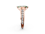 Rose gold Fancy Green Marquise  Solitaire Bezel-Set Diamond Ring with Channel-Set Band_38