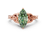 Rose gold Fancy Green Marquise  Solitaire Celtic Knot Engagement Ring with Four-Prong Setting_56