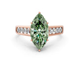Rose gold Fancy Green Marquise  Solitaire Channel-Set Diamond Engagement Ring with Four-Prong Setting_32