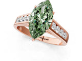 Rose gold Fancy Green Marquise  Solitaire Channel-Set Diamond Engagement Ring with Four-Prong Setting_33