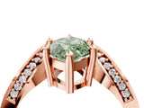 Rose gold Fancy Green Marquise  Solitaire Diamond Engagement Ring with Pave Band and Four-Prong Setting 5