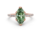 Rose gold Fancy Green Marquise  Solitaire Diamond Engagement Ring with Pave Band and Six-Prong Setting_20