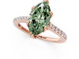 Rose gold Fancy Green Marquise  Solitaire Diamond Engagement Ring with Pave Band and Six-Prong Setting_21
