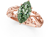 Rose gold Fancy Green Marquise  Solitaire Diamond Leaf Vine Band with Prong Setting_29