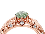Rose gold Fancy Green Marquise  Solitaire Diamond Leaf Vine Band with Prong Setting_32