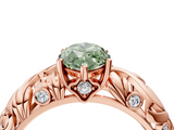 Rose gold Fancy Green Marquise  Solitaire Diamond Leaf Vine Band with Prong Setting_33