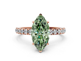 Rose gold Fancy Green Marquise  Solitaire Diamond Pavé Band with Four-Prong Setting_28