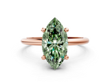 Rose gold Fancy Green Marquise  Solitaire Diamond Ring with 4-Prong Setting on a Classic Band_3