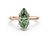 Rose gold Fancy Green Marquise  Solitaire Diamond Ring with Bamboo Band and Four-Prong Setting_55