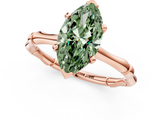 Rose gold Fancy Green Marquise  Solitaire Diamond Ring with Bamboo Band and Four-Prong Setting_56