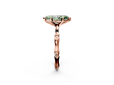Rose gold Fancy Green Marquise  Solitaire Diamond Ring with Bamboo Band and Four-Prong Setting_57