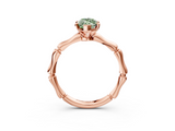 Rose gold Fancy Green Marquise  Solitaire Diamond Ring with Bamboo Band and Four-Prong Setting_58