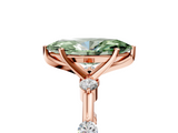Rose gold Fancy Green Marquise  Solitaire Diamond Ring with Bezel Set Side Stones and Prong Setting_8