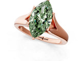Rose gold Fancy Green Marquise  Solitaire Diamond Ring with Cathedral Band and Four-Prong Setting_66