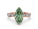 Rose gold Fancy Green Marquise  Solitaire Diamond Ring with Channel-Set Baguette Band and Four-Prong Setting_102