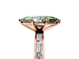 Rose gold Fancy Green Marquise  Solitaire Diamond Ring with Channel-Set Baguette Band and Four-Prong Setting_107