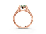 Rose gold Fancy Green Marquise  Solitaire Diamond Ring with Channel Set Band and Bezel Prong Setting_59
