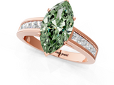 Rose gold Fancy Green Marquise  Solitaire Diamond Ring with Channel-Set Band and Four-Prong Setting_4