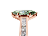 Rose gold Fancy Green Marquise  Solitaire Diamond Ring with Channel-Set Band and Four-Prong Setting_8