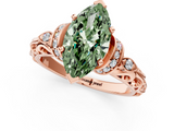 Rose gold Fancy Green Marquise  Solitaire Diamond Ring with Filigree Band and Four-Prong Setting_43