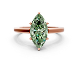 Rose gold Fancy Green Marquise  Solitaire Diamond Ring with Four-Prong Setting and Classic Band_3