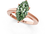 Rose gold Fancy Green Marquise  Solitaire Diamond Ring with Four-Prong Setting and Classic Band_4