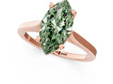 Rose gold Fancy Green Marquise  Solitaire Diamond Ring with Four-Prong Setting and Tapered Band 2