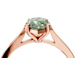 Rose gold Fancy Green Marquise  Solitaire Diamond Ring with Four-Prong Setting and Tapered Band 5
