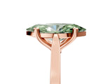Rose gold Fancy Green Marquise  Solitaire Diamond Ring with Four-Prong Setting and Tapered Band