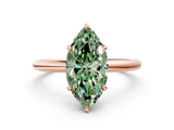 Rose gold Fancy Green Marquise  Solitaire Diamond Ring with Four-Prong Setting on a Plain Band_20