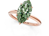 Rose gold Fancy Green Marquise  Solitaire Diamond Ring with Four-Prong Setting on a Plain Band_21