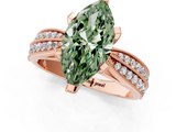 Rose gold Fancy Green Marquise  Solitaire Diamond Ring with Milgrain Pavé Band and Four-Prong Setting_20