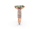 Rose gold Fancy Green Marquise  Solitaire Diamond Ring with Milgrain Pavé Band and Four-Prong Setting_21