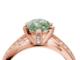 Rose gold Fancy Green Marquise  Solitaire Diamond Ring with Milgrain Pavé Band and Four-Prong Setting_23