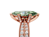 Rose gold Fancy Green Marquise  Solitaire Diamond Ring with Milgrain Pavé Band and Four-Prong Setting_24