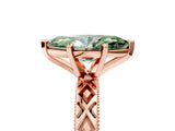 Rose gold Fancy Green Marquise  Solitaire Diamond Ring with Milgrain and Black Enamel X Pattern Band_117