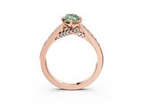 Rose gold Fancy Green Marquise  Solitaire Diamond Ring with Pavé Band and Four-Prong Setting_104