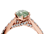 Rose gold Fancy Green Marquise  Solitaire Diamond Ring with Pavé Band and Four-Prong Setting_105
