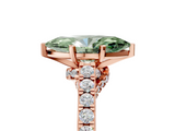 Rose gold Fancy Green Marquise  Solitaire Diamond Ring with Pavé Band and Four-Prong Setting_106