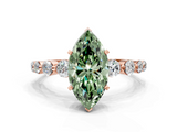 Rose gold Fancy Green Marquise  Solitaire Diamond Ring with Pave Band and Four-Prong Setting_271