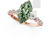 Rose gold Fancy Green Marquise  Solitaire Diamond Ring with Pave Band and Four-Prong Setting_272
