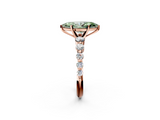 Rose gold Fancy Green Marquise  Solitaire Diamond Ring with Pave Band and Four-Prong Setting_273