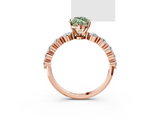 Rose gold Fancy Green Marquise  Solitaire Diamond Ring with Pave Band and Four-Prong Setting_274