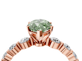 Rose gold Fancy Green Marquise  Solitaire Diamond Ring with Pave Band and Four-Prong Setting_275