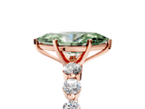 Rose gold Fancy Green Marquise  Solitaire Diamond Ring with Pave Band and Four-Prong Setting_276