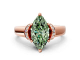 Rose gold Fancy Green Marquise  Solitaire Diamond Ring with Pave Band and Six-Prong Setting_32