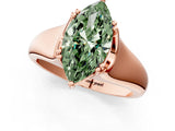 Rose gold Fancy Green Marquise  Solitaire Diamond Ring with Six-Prong Cathedral Setting_33